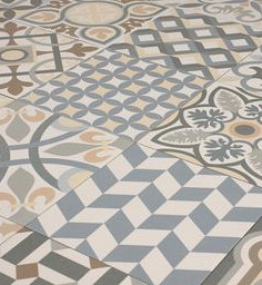 Vloer- en wandtegel vintage patchwork 16,5×16,5 mix grijs 76 verschillende designs