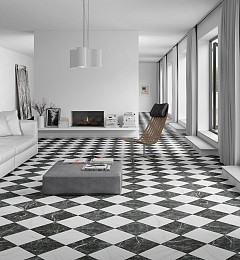 Vloertegel Marmerlook Black & White 4 in 1