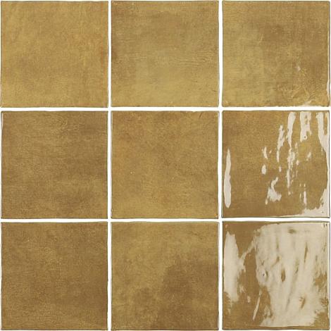 Wandtegel Gemstone handvorm look goud 15×15