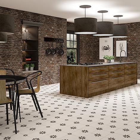 Portugese Vloertegel Miniflor Zwart 4 in 1